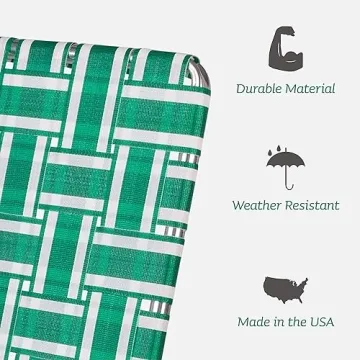 Lawn Chair USA | Folding Aluminum Webbed Chair for Camping, Sports, and Beach | Classic - Charleston with Green Arms