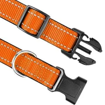 Joytale Dog Collar,Soft Neoprene Padded Breathable Nylon Pet Collar Adjustable for Medium Dogs,Orange,M