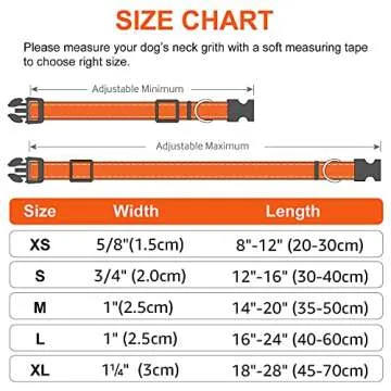 Joytale Dog Collar,Soft Neoprene Padded Breathable Nylon Pet Collar Adjustable for Medium Dogs,Orange,M