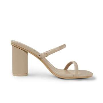 Arromic Women's Heeled Sandals Square Toe Tow Strap Block Heels for Women Comfortable Strappy Heels ...