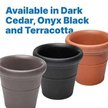 Step2 Claremont Tall Round Planter, Large Planters for Outdoor Plants, Gardening and Flower Pot for Patio or Porch, Efficient Drainage, Durable Plastic, Terracotta, 1-Pack