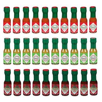 Tabasco Sauce Mini Hot Sauce Bottles- 30 Pack, 3 Flavors Each With 10 Mini Hot Sauce Bottles. Origin...