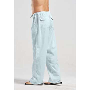 utcoco Qiuse Men's Casual Loose Fit Beach Pants - Comfort & Style in Light Blue