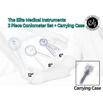 EMI Goniometer Set - 12", 8", 6" | Precision Measurements with Carrying Case