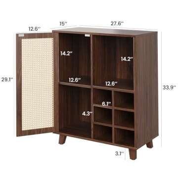 Farini Sideboard Cabinet with Storage, 47 Inch Wine Bar Cabinet with Wine Racks, Buffet Cabinet for ...
