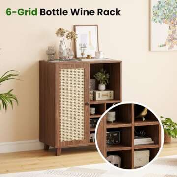 Farini Sideboard Cabinet with Storage, 47 Inch Wine Bar Cabinet with Wine Racks, Buffet Cabinet for Home, Living Room, Kitchen, Walnut