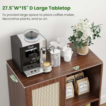 Farini Sideboard Cabinet with Storage, 47 Inch Wine Bar Cabinet with Wine Racks, Buffet Cabinet for Home, Living Room, Kitchen, Walnut