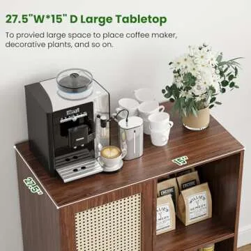 Farini Sideboard Cabinet with Storage, 47 Inch Wine Bar Cabinet with Wine Racks, Buffet Cabinet for Home, Living Room, Kitchen, Walnut