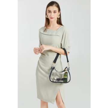 CYHTWSDJ Shoulder Bags for Women, Cute Hobo Tote Handbag Mini Clutch Purse with Zipper Closure (Clear Black)