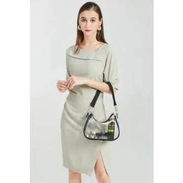 CYHTWSDJ Shoulder Bags for Women, Cute Hobo Tote Handbag Mini Clutch Purse with Zipper Closure (Clear Black)