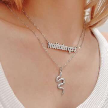 Personality Layered Silver Reputation Snake Necklace for Women,Gothic Punk Animal Neckalce Vintage J...