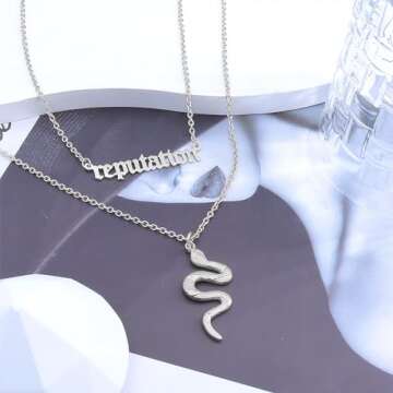 Layered Silver Snake Necklace for Women - Gothic Style