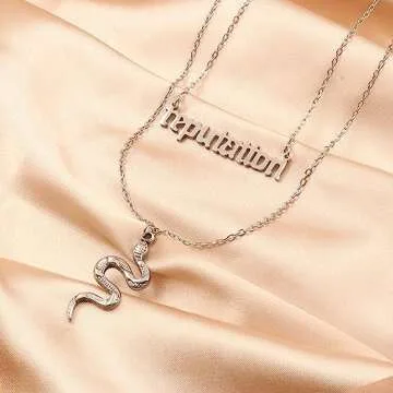 Layered Silver Snake Necklace for Women - Gothic Style