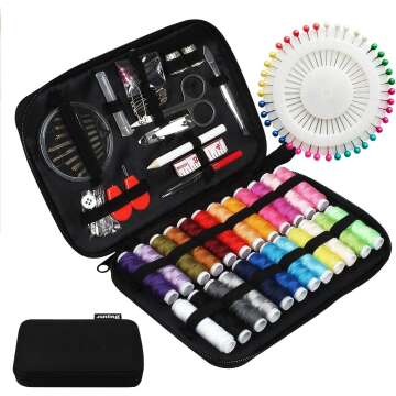 JUNING Sewing Kit - 130 pcs Essential Supplies for Travel & Home