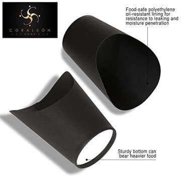 CORALEÓN HOME Party Cups, Picks & Labels - 50 Black 14oz Charcuterie Cups With 100 Gold Sticks, 65 ...