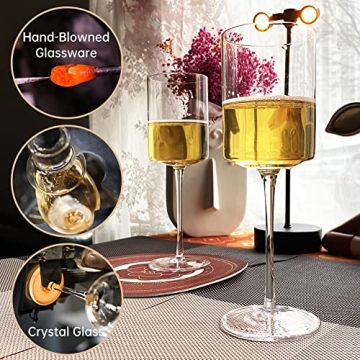 Elegant Lead-Free Square Wine Glasses set of 4