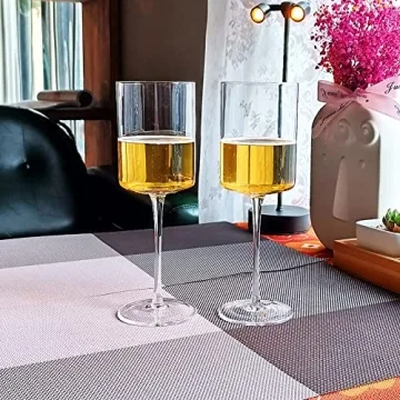 Elegant Lead-Free Square Wine Glasses set of 4