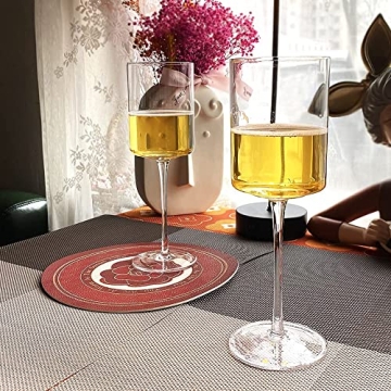 Elegant Lead-Free Square Wine Glasses set of 4