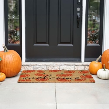 KANKUN Halloween Coco Coir Door Mat with Heavy Duty Backing, Welcome Doormat (17" x 30"), Doormat En...
