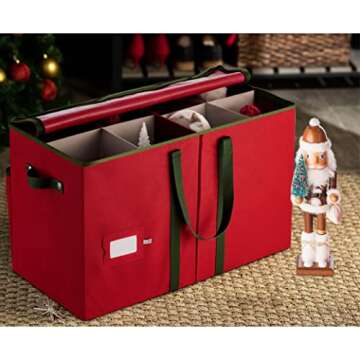Christmas Figurine Storage Box with Zippered Closure- Protect & Keeps Safe Up to 8 Christmas Figurin...