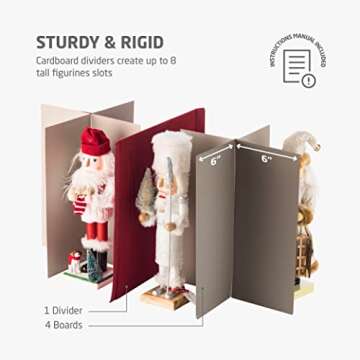 Christmas Figurine Storage Box with Zippered Closure- Protect & Keeps Safe Up to 8 Christmas Figurines 15-Inch & Xmas Decorations Accessories, Durable Non-Woven Ornament Storage Container,Two Handles