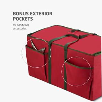 Christmas Figurine Storage Box with Zippered Closure- Protect & Keeps Safe Up to 8 Christmas Figurines 15-Inch & Xmas Decorations Accessories, Durable Non-Woven Ornament Storage Container,Two Handles