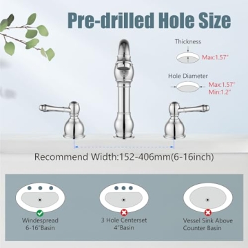 Aolemi Widespread Bathroom Sink Faucet Polish Chrome