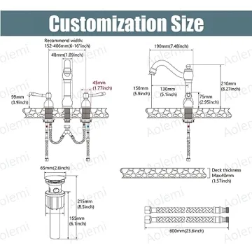 Aolemi Widespread Bathroom Sink Faucet Polish Chrome