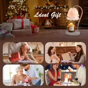 Candle Warmer Lamp with Dimmer - Electric Candle Lamp with Timer for Jar Candles Scented Candles, Plug-in Wax Warmer Lamp for Home & Office with 2 Bulb (White Peony)