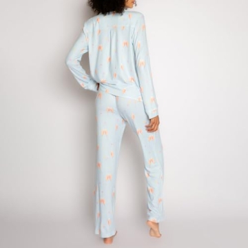 Chic Satin Pajama Set Women Floral Bow Print Sleepwear