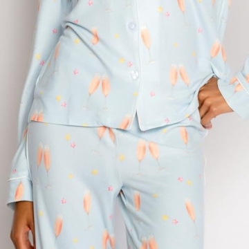 Chic Satin Pajama Set Women Floral Bow Print Sleepwear