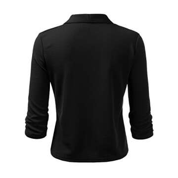 DOUBLJU Ruched 3/4 Sleeve Open Front Draped Blazers Business Casual Basic Work Jackets for Womens Clothes with Plus Size Black