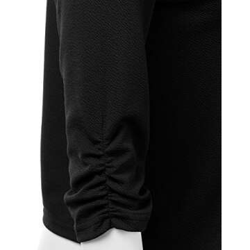 DOUBLJU Ruched 3/4 Sleeve Open Front Draped Blazers Business Casual Basic Work Jackets for Womens Clothes with Plus Size Black