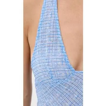 Lioness Women's Carrie Halter Dress, Blue Check, M