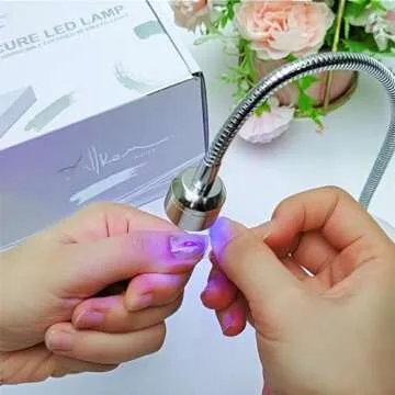 ALLKEM Flash Cure UV Light for Gel Nails - Gooseneck Led Nail Lamp for Gel Polish - Professional and Home Use Nail Light & Dryer - Wireless, Cordless & Rechargeable Curing Lamp (3W - Silver)