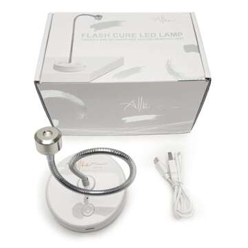 ALLKEM Flash Cure UV Light for Gel Nails - Gooseneck Led Nail Lamp for Gel Polish - Professional and Home Use Nail Light & Dryer - Wireless, Cordless & Rechargeable Curing Lamp (3W - Silver)