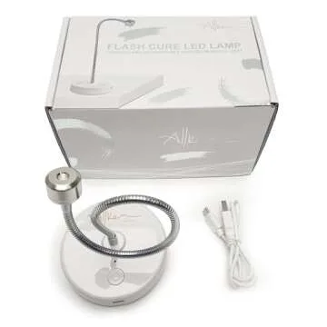 ALLKEM Flash Cure UV Light for Gel Nails - Gooseneck Led Nail Lamp for Gel Polish - Professional and Home Use Nail Light & Dryer - Wireless, Cordless & Rechargeable Curing Lamp (3W - Silver)