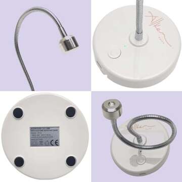 ALLKEM Flash Cure UV Light for Gel Nails - Gooseneck Led Nail Lamp for Gel Polish - Professional and Home Use Nail Light & Dryer - Wireless, Cordless & Rechargeable Curing Lamp (3W - Silver)