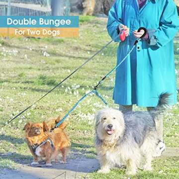 BAAPET Double Dog Leash with Bungee and Poop Bags
