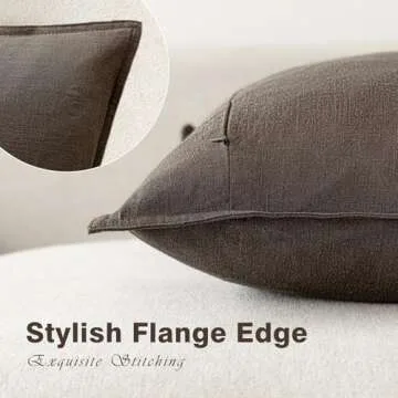 Foindtower Pack of 2, Decorative Linen Soild Throw Pillow Covers Soft Accent Cushion Case Boho Farmhouse Neutral Pillowcase for Couch Sofa Bedroom Living Room Home Decor 24 x 24 Inch Reddish Brown