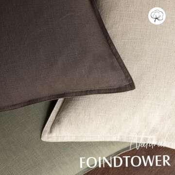 Foindtower Pack of 2, Decorative Linen Soild Throw Pillow Covers Soft Accent Cushion Case Boho Farmhouse Neutral Pillowcase for Couch Sofa Bedroom Living Room Home Decor 24 x 24 Inch Reddish Brown