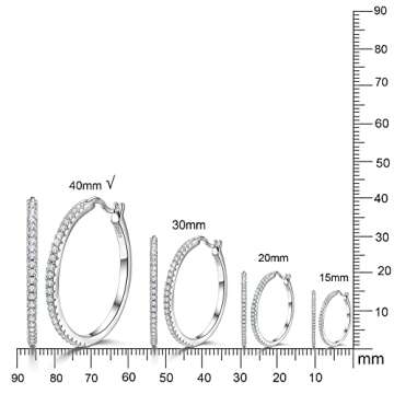 925 Sterling Silver hoop earrings for women cubic zirconia Paved Zircon large CZ big hoops earrings ...