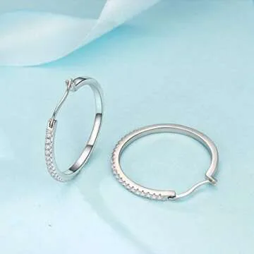 925 Sterling Silver Hoop Earrings with Cubic Zirconia
