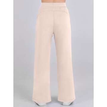 ANRABESS Womens 2 Piece Lounge Sets Sweatsuit Travel Outfits Wide Leg Pants Set 2024 Fall Fashion Tracksuit Clothes Apricot Medium