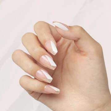 KISS Classy Nails, Press-On Nails, Nail glue included, 'The BOSS', Silver, Medium Size, Coffin Shape...