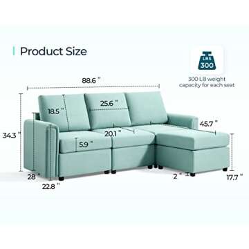 LINSY HOME Modular Sectional Sofa, Convertible L Shaped Sofa Couch with Storage, Modular Sectionals ...