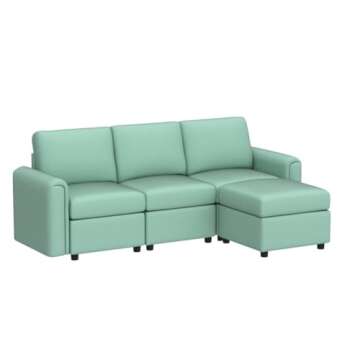 LINSY HOME Modular Sectional Sofa, Convertible L Shaped Sofa Couch with Storage, Modular Sectionals with Ottomans, Small Sofa Couch with Chaise for Small Space, Living Room, Teal