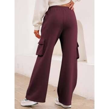Aleumdr Women's Cargo Sweatpants - Trendy High Waisted Baggy Athletic Trousers with Pockets
