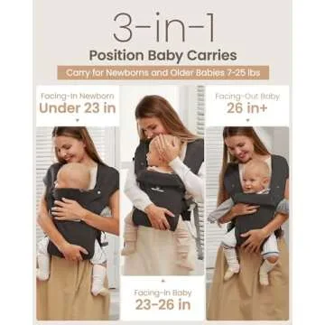 Baby Carrier Newborn to Toddler - TSRETE Baby Ergonomic and Cozy Infant Carrier with Lumbar Support for 7-25lbs,Easy Adjustable Baby Chest Carrier, Face-in and Face-Out Positions Baby Sling Carrier