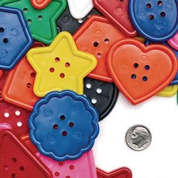 Colorations - BAGBTN Really Big Bright Buttons, 130 Pieces, 1 Pound, 8 Shapes, Assorted Colors, Sewing, Jumbo, Projects, Crochet, Knitting, Gifts, Hand Made, Arts & Crafts, for Kids